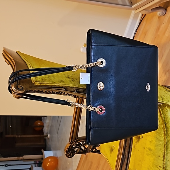 Coach Black Turnlock Chain Tote Shoulder Bag - Picture 10 of 10